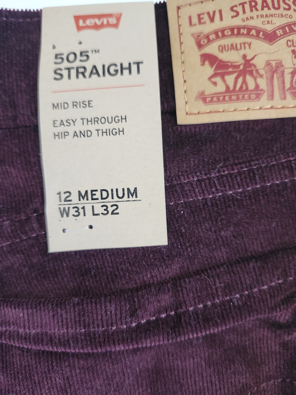 Levi's 505 Straight Corduroy Pants in Plum - Picture 2 of 5